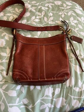 Vintage Coach Bleeker Duffle Slim Pebbled Brown Leather Crossbody Bag